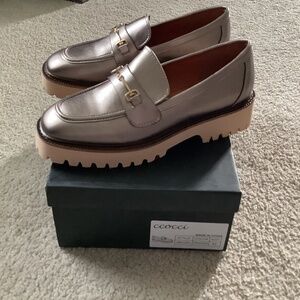 NWT Ccocci Megan Lug Sole Loafer Pewter 8 1/2